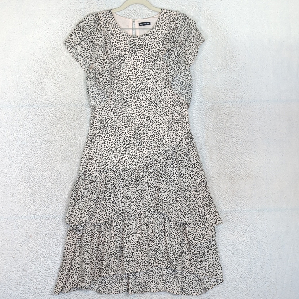 Who What Wear Women's Leopard Print Tiered Ruffle Dress Size XS